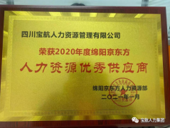 寶航集團榮獲綿陽京東方“人力資源優秀供應商