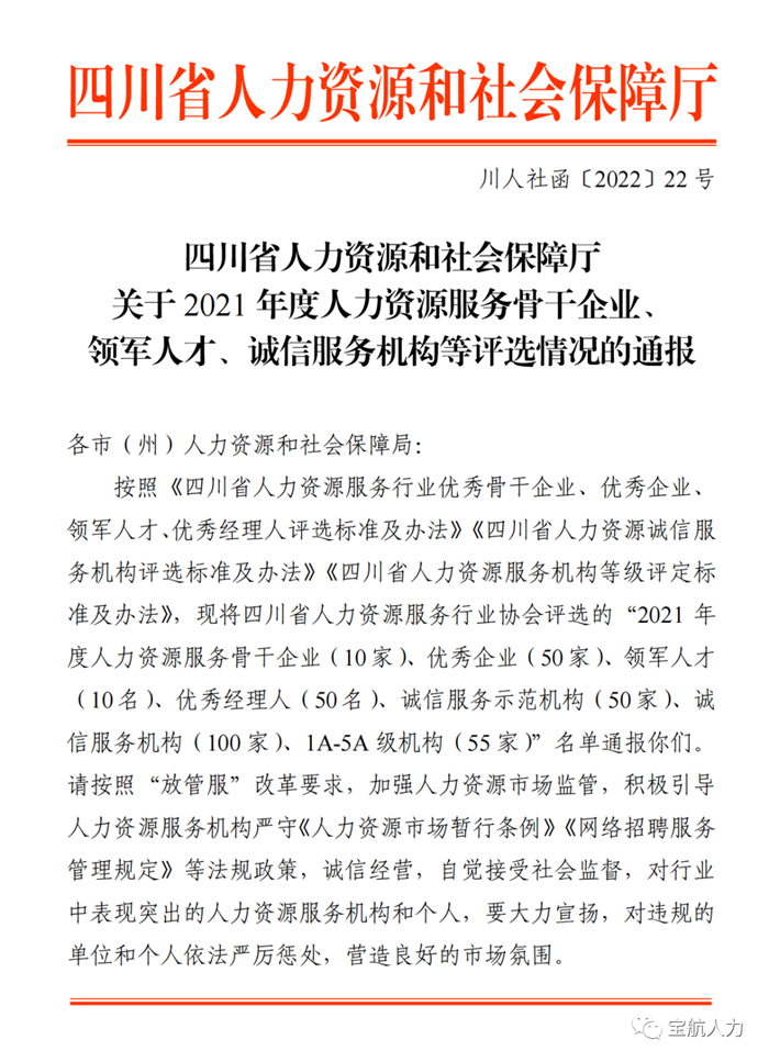2021年度人力資源服務行業優秀企業、優秀經理人、誠信服務示范機構
