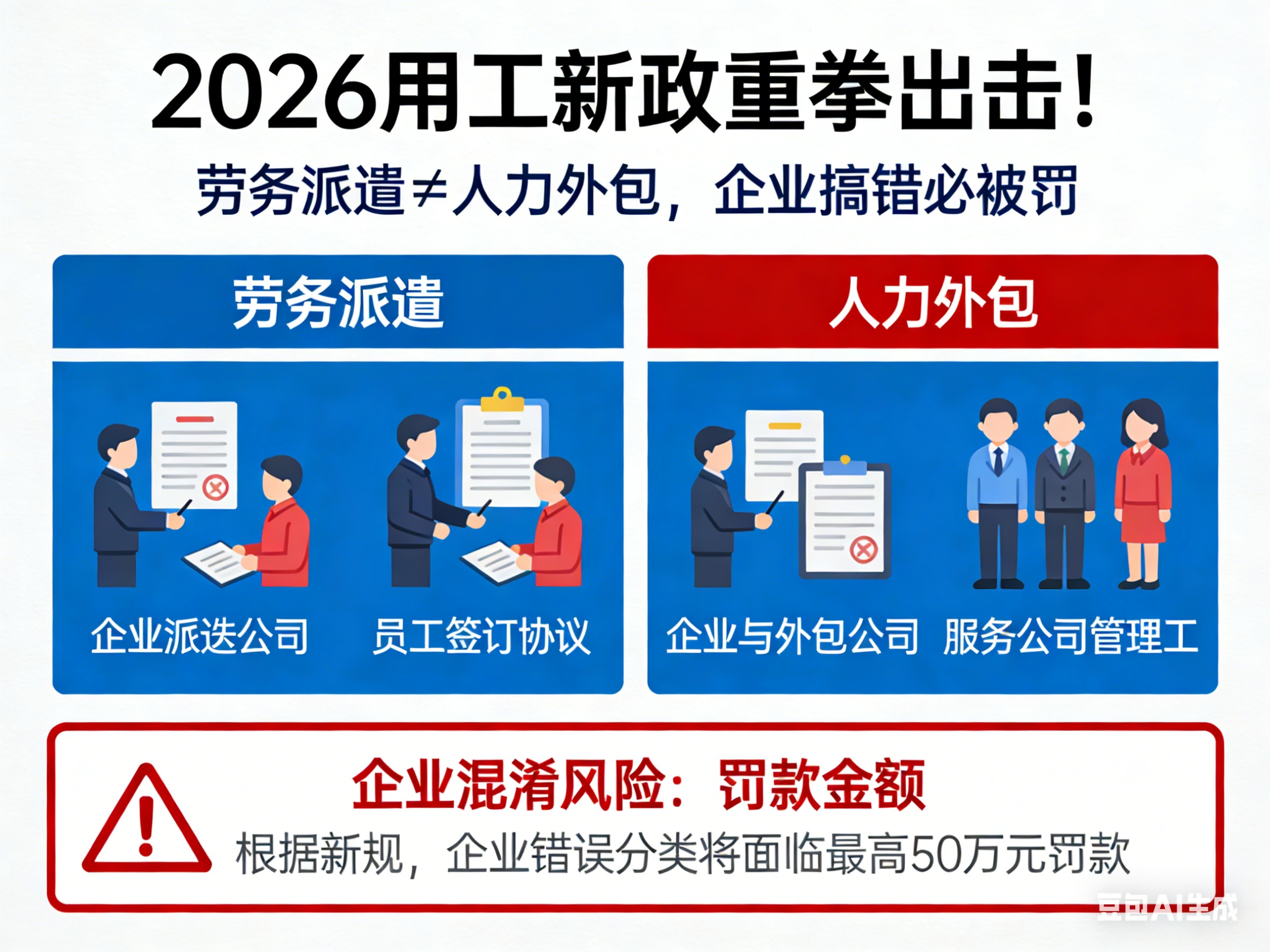 2026用工新政重拳出擊！勞務派遣≠人力外包，企業(yè)搞錯必被罰