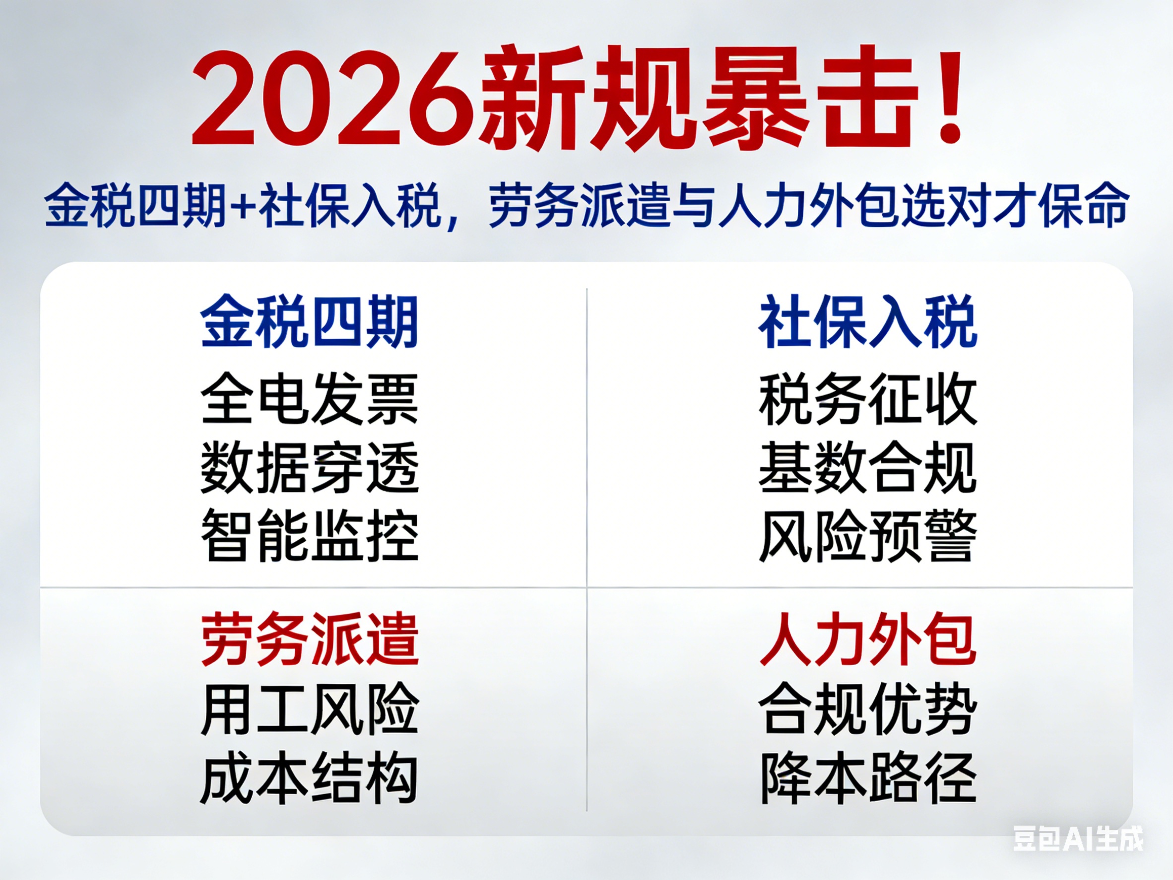 2026新規(guī)暴擊！金稅四期+社保入稅，勞務派遣與人力外包選對才保命